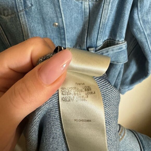 7 for all mankind denim lustre midi dress size small in valentine - Picture 9 of 11